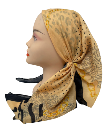 It's Younique OB-LE-TI Lemon Tiger Print Pre-Tied Open Back Bandanna with Velvet Grip Myselflingerie.com
